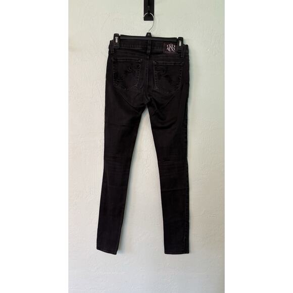 Rock & Republic Women’s 27 Black Skinny Low Rise Denim Stretch Jeans 25x30 - Picture 2 of 6